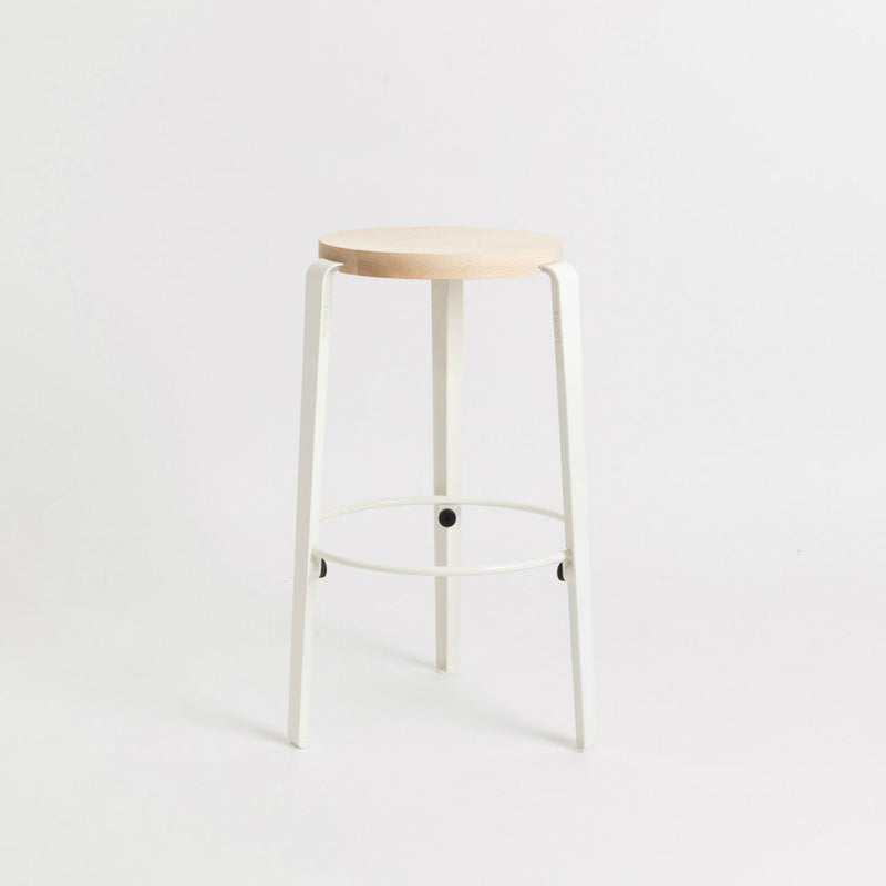 【P】MI LOU mid-high stool – SOLID BEECH <br>CLOUDY WHITE