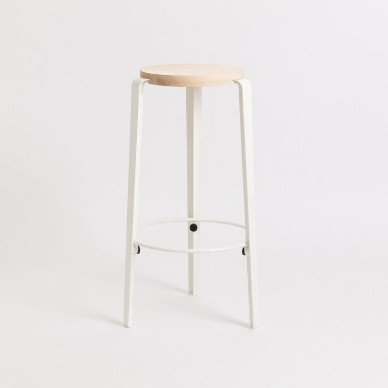 【P】BIG LOU bar stool – SOLID BEECH <br>CLOUDY WHITE
