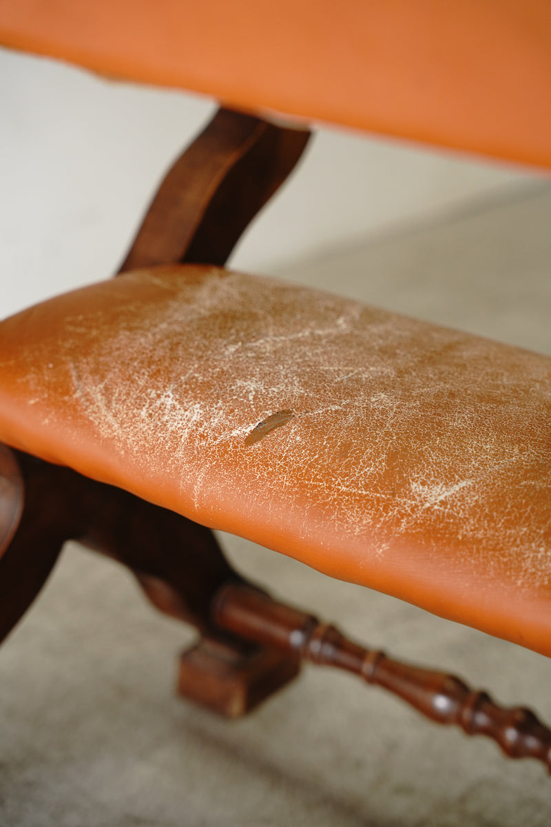 Teak wood leather chair vintage Yamato store