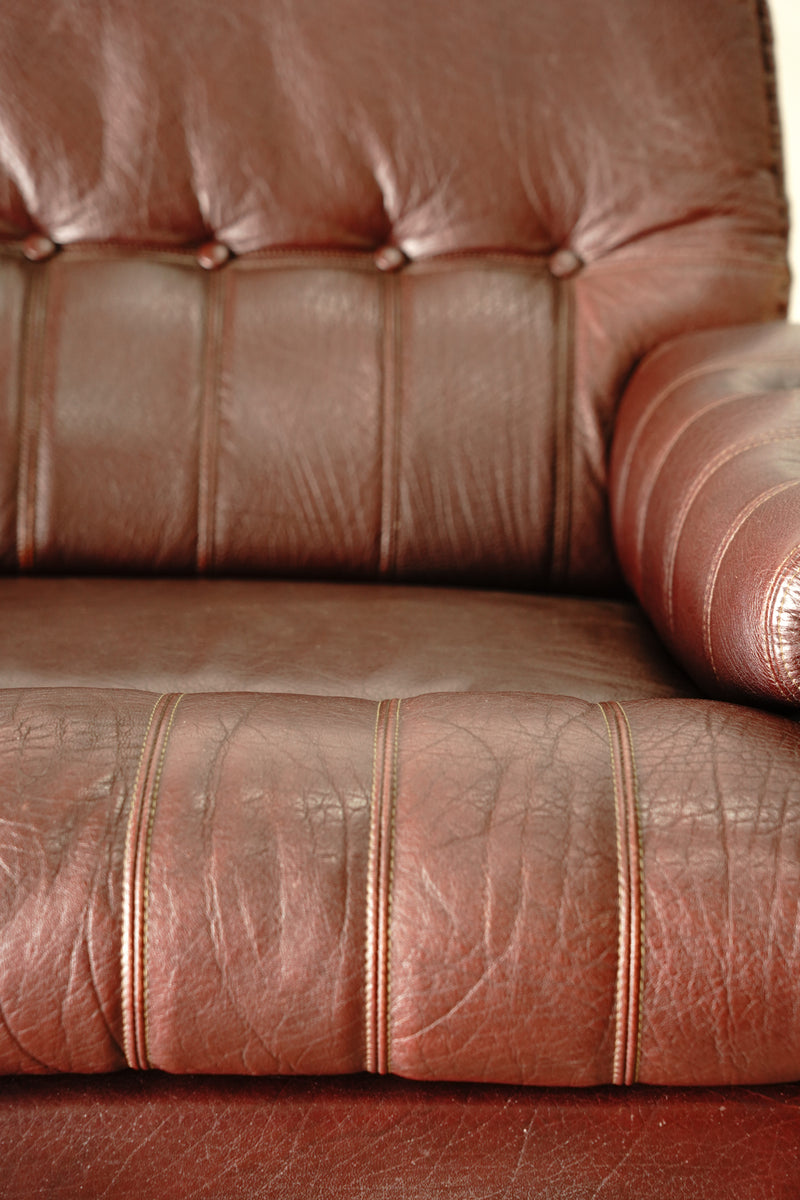 3 seater oak wood x leather sofa vintage Yamato store