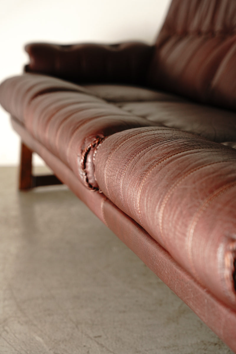 3 seater oak wood x leather sofa vintage Yamato store