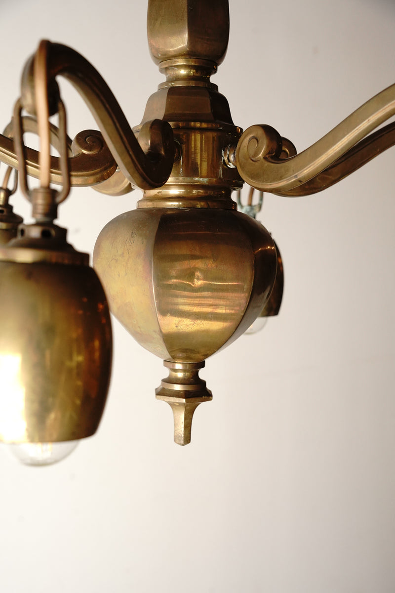 6-light brass chandelier vintage Sendagaya store
