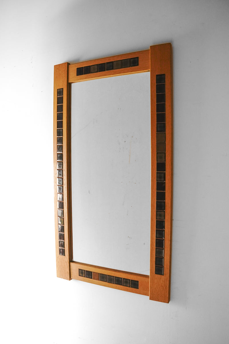 Tile x Wood Frame Wall Mirror Vintage Yamato Store HOLD ~ Until 1/11 CKA