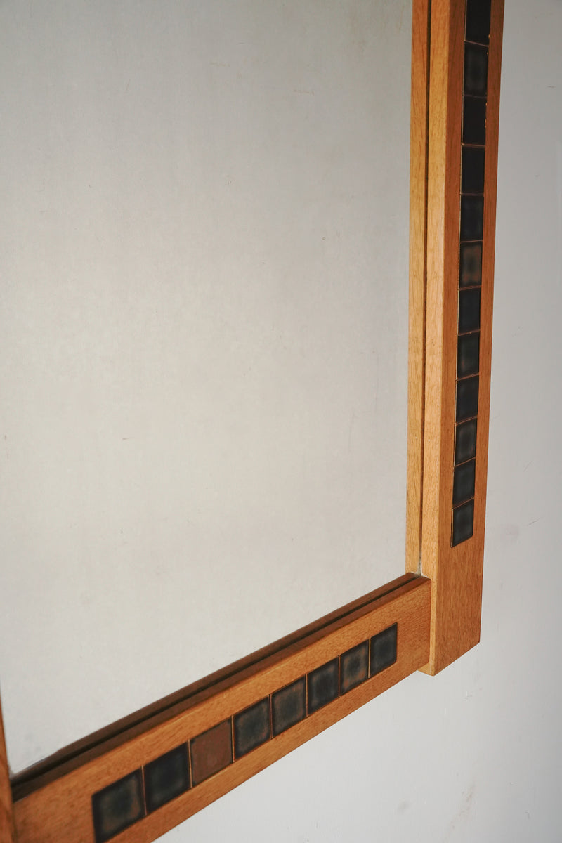 Tile x Wood Frame Wall Mirror Vintage Yamato Store HOLD ~ Until 1/11 CKA