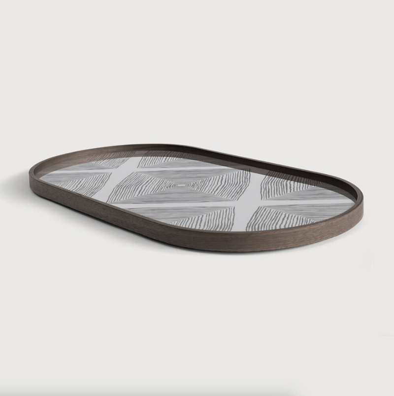 Linear Squares glass tray - Oblong Dark wood<br>bob's box