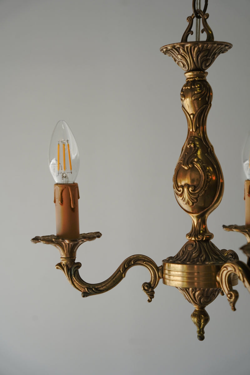 3-light brass chandelier vintage Yamato store