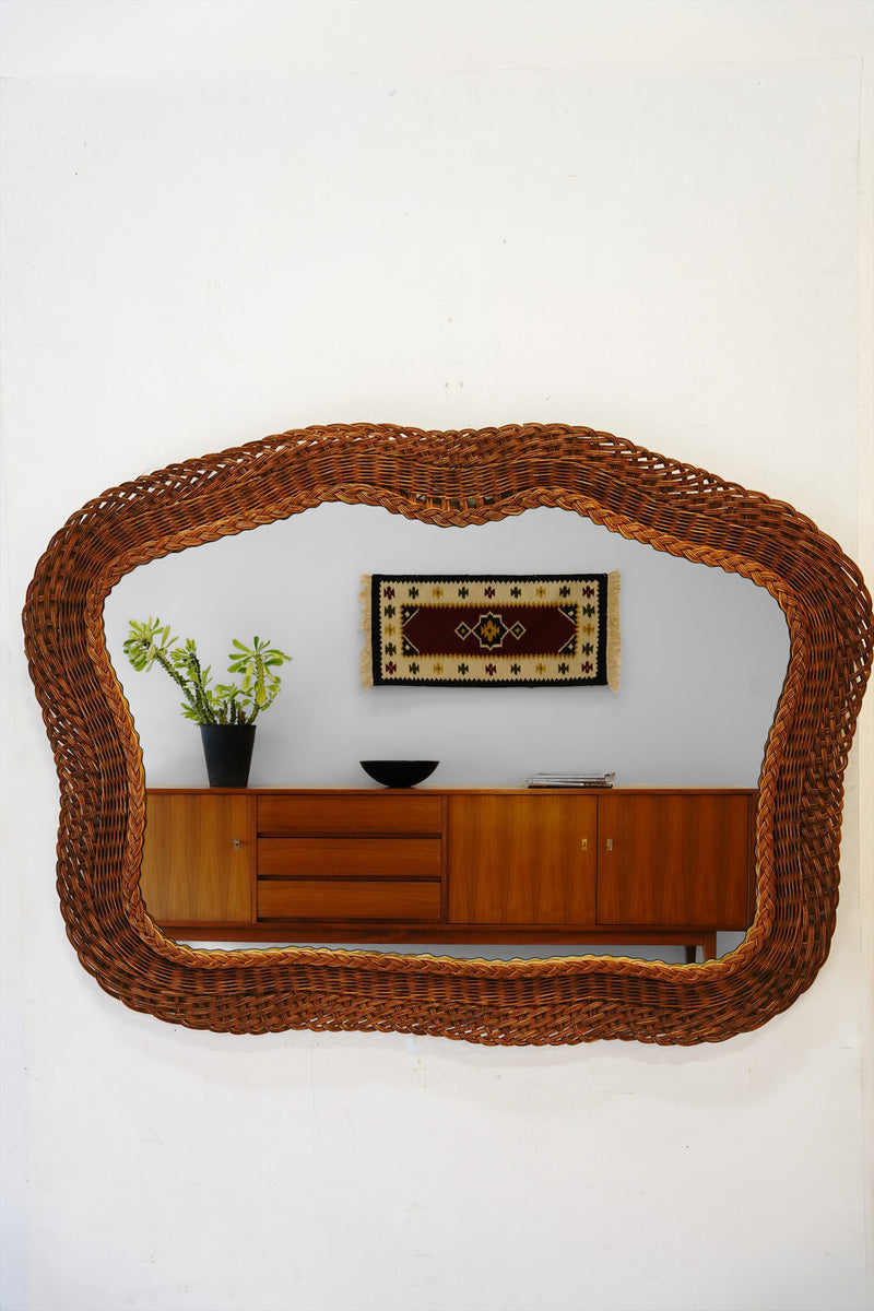 Rattan wall mirror vintage Sendagaya store