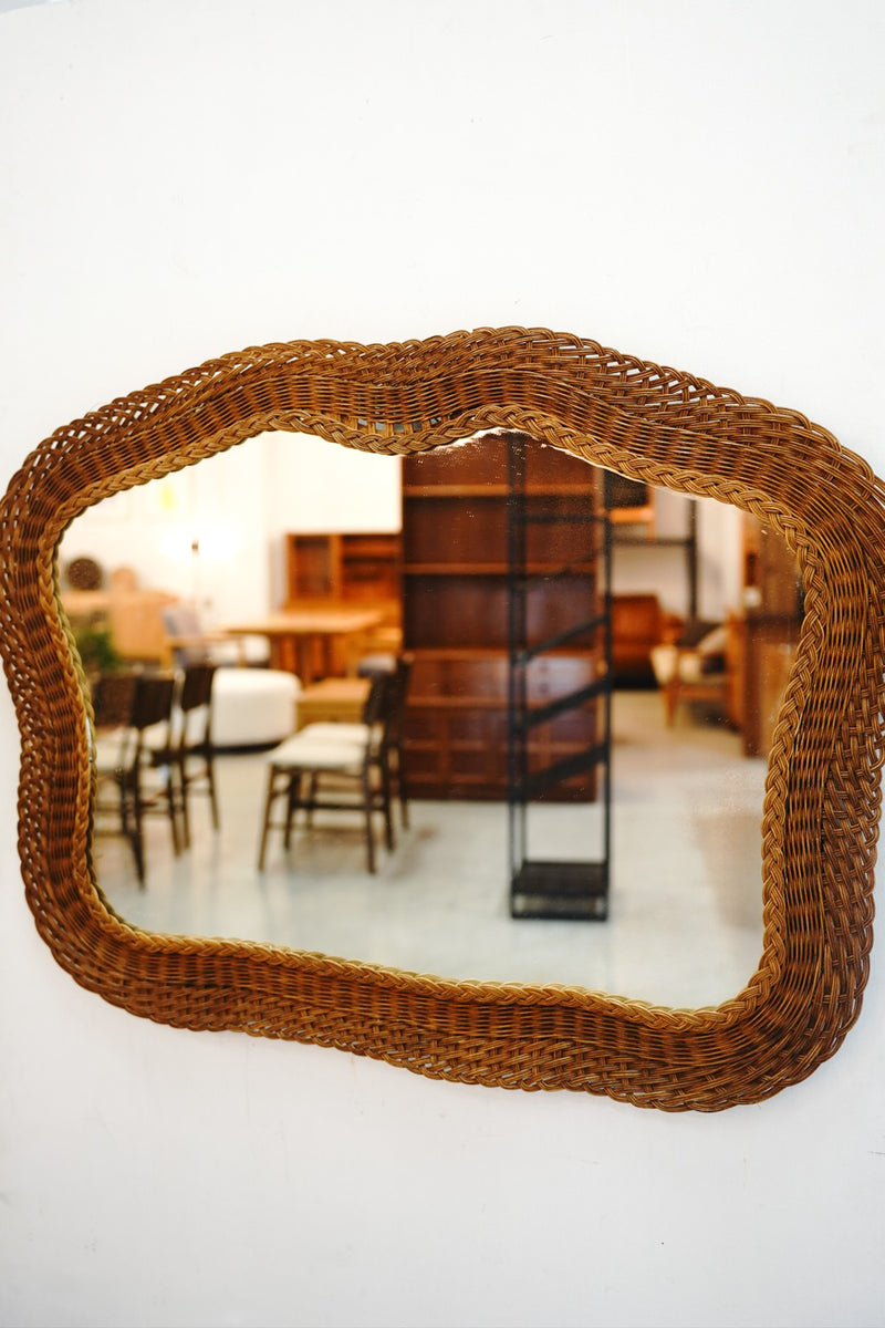 Rattan wall mirror vintage Sendagaya store