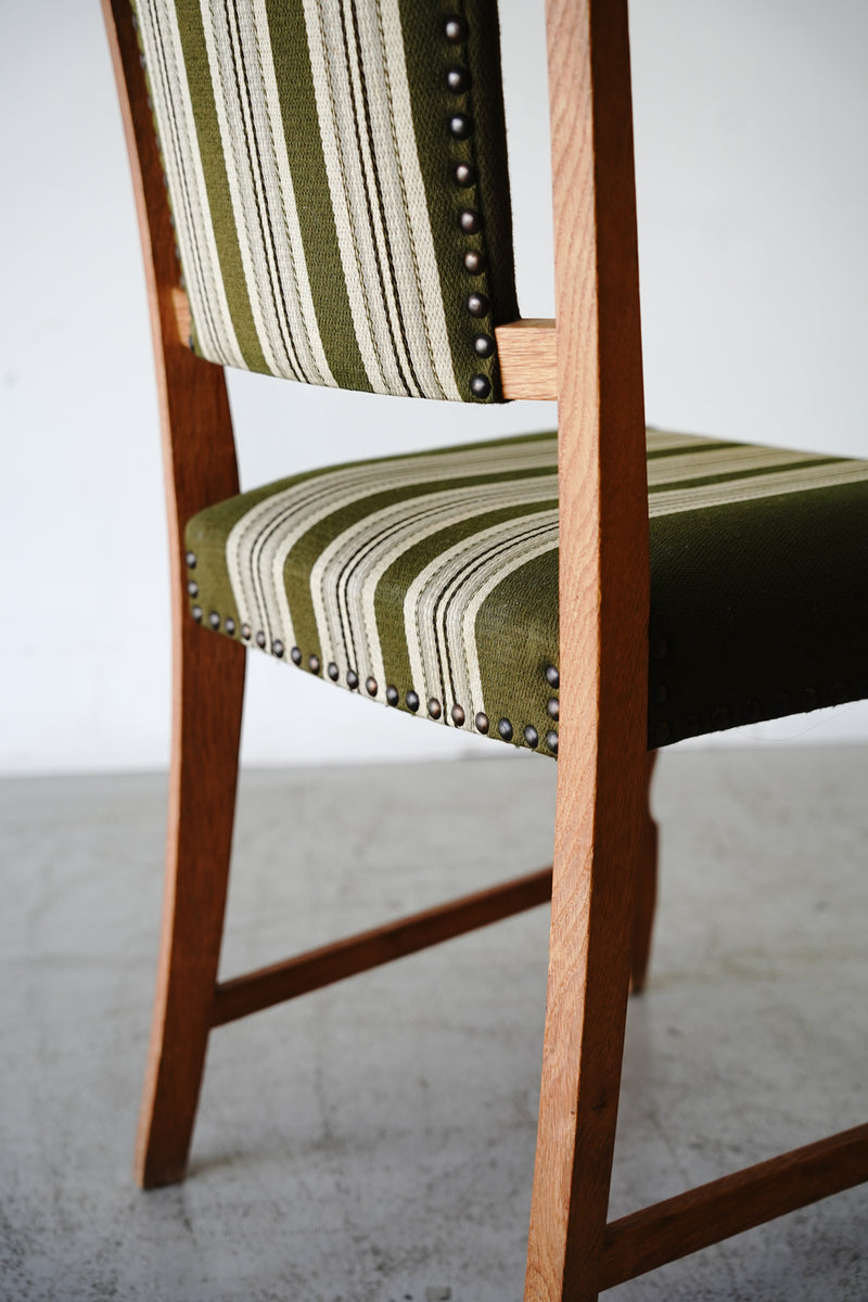 60s oak wood fabric chair<br> vintage yamato store