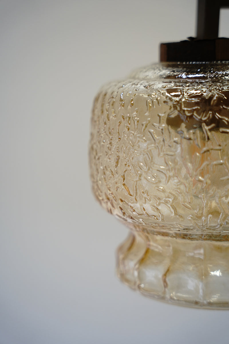 6-light amber glass chandelier vintage Sendagaya store<br> HOLD~until 9/23・O