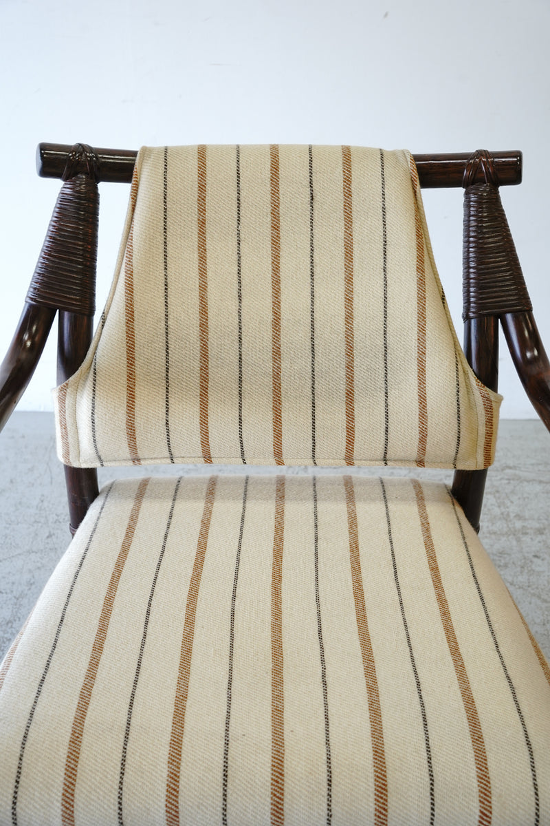 Rattan x Fabric Lounge Chair Vintage Yamato Store ~11/8_2 legs HOLD_SB