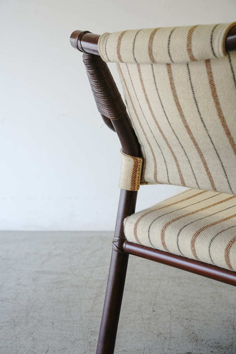 Rattan x Fabric Lounge Chair Vintage Yamato Store ~11/8_2 legs HOLD_SB