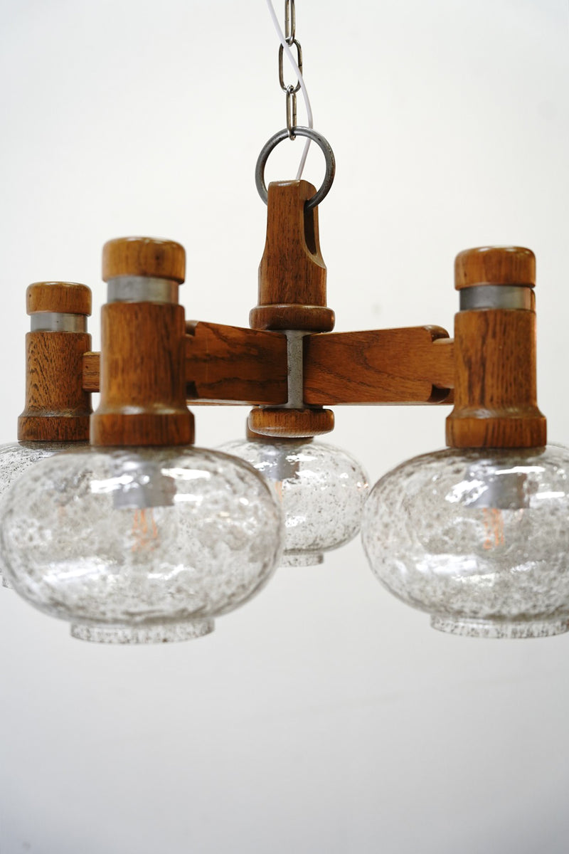 5 light amber glass chandelier vintage Yamato store<br>