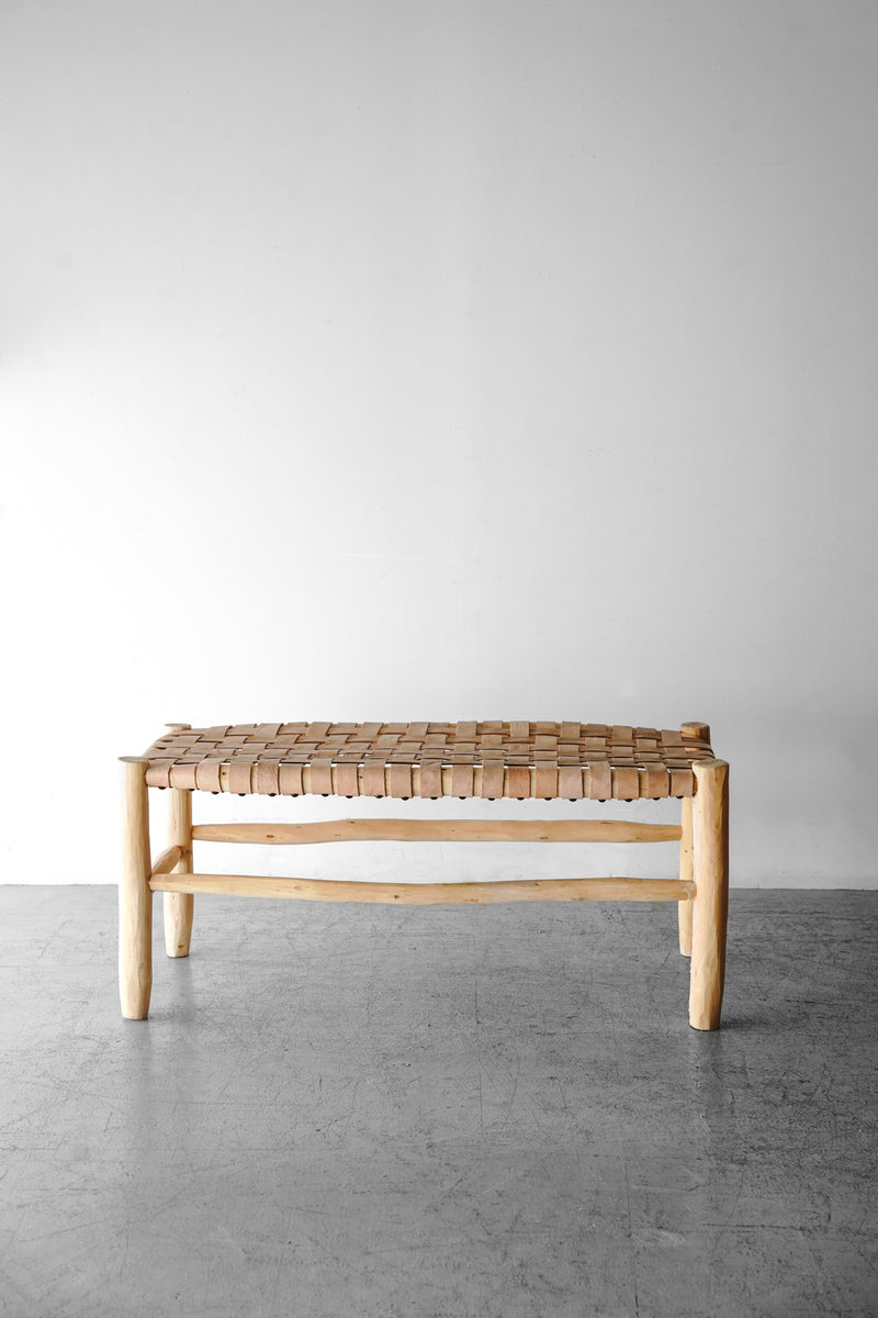 Morocco wood x leather bench (M)<br> Yamato store, Osaka store, Sendagaya store