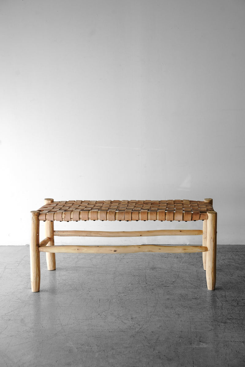 Morocco wood x leather bench (M)<br> Yamato store, Osaka store, Sendagaya store