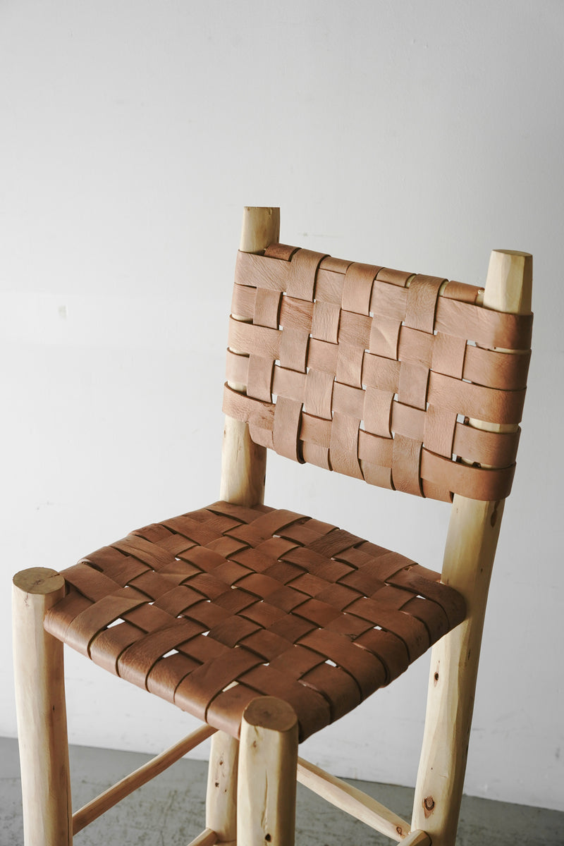 Moroccan Wood x Leather Counter Chair Yamato store, Sendagaya store, Osaka store