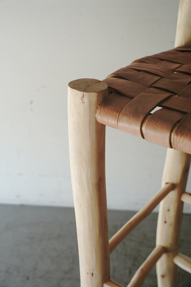 Moroccan Wood x Leather Counter Chair Yamato store, Sendagaya store, Osaka store