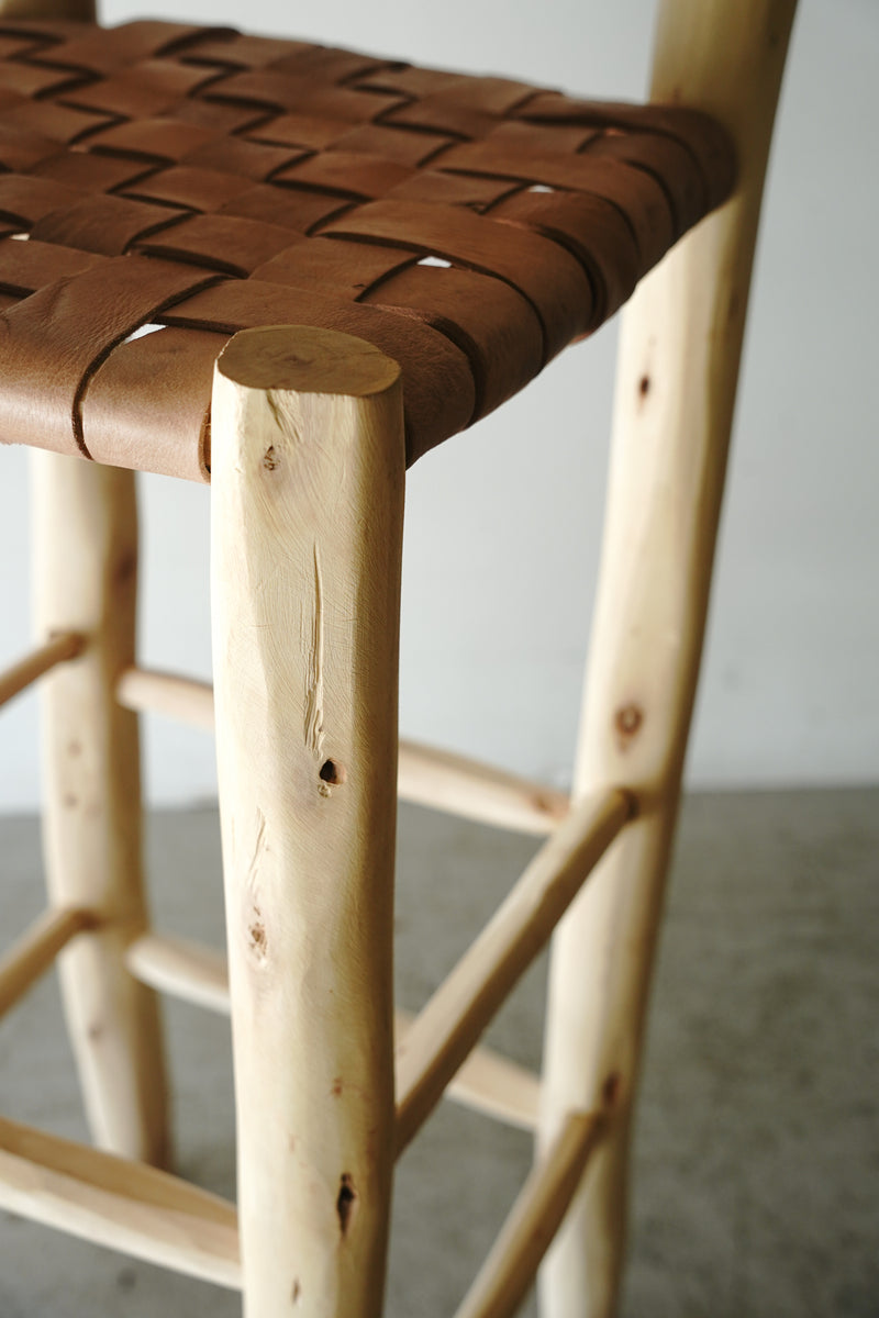 Moroccan Wood x Leather Counter Chair Yamato store, Sendagaya store, Osaka store