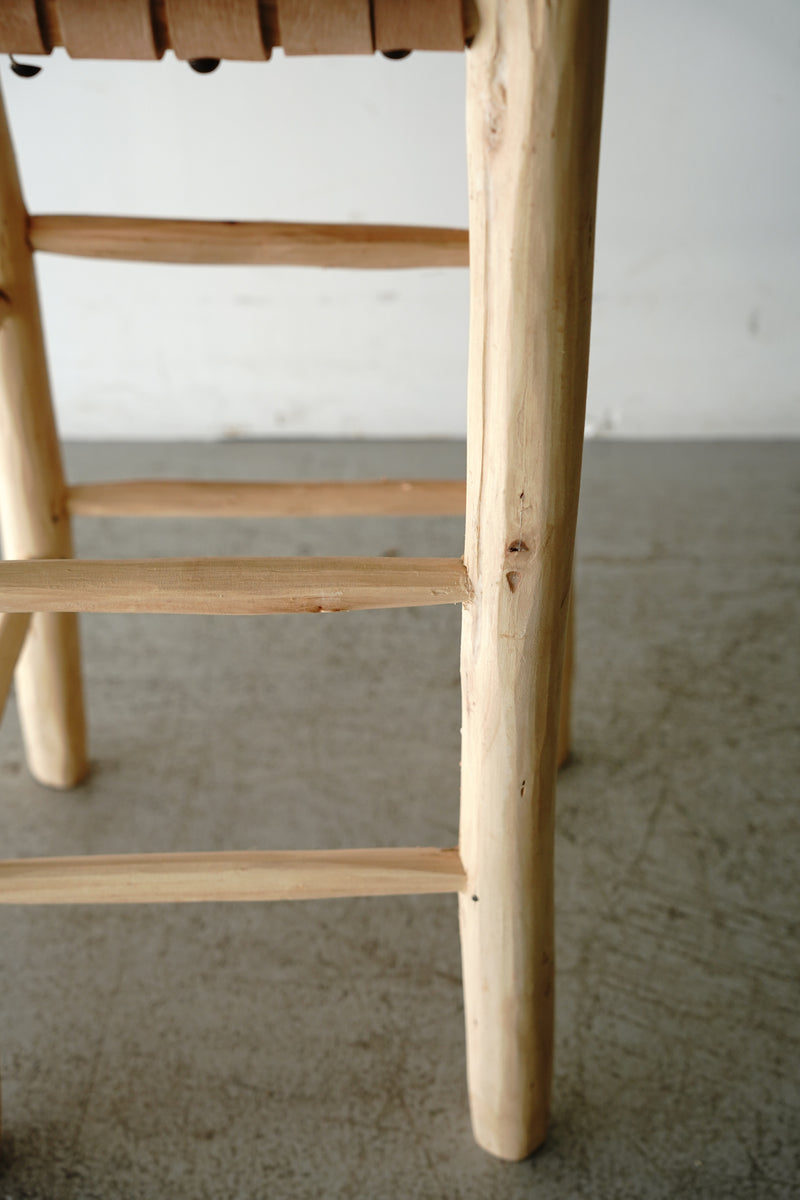 Moroccan wood x leather high stool<br> Sendagaya store/Yamato store