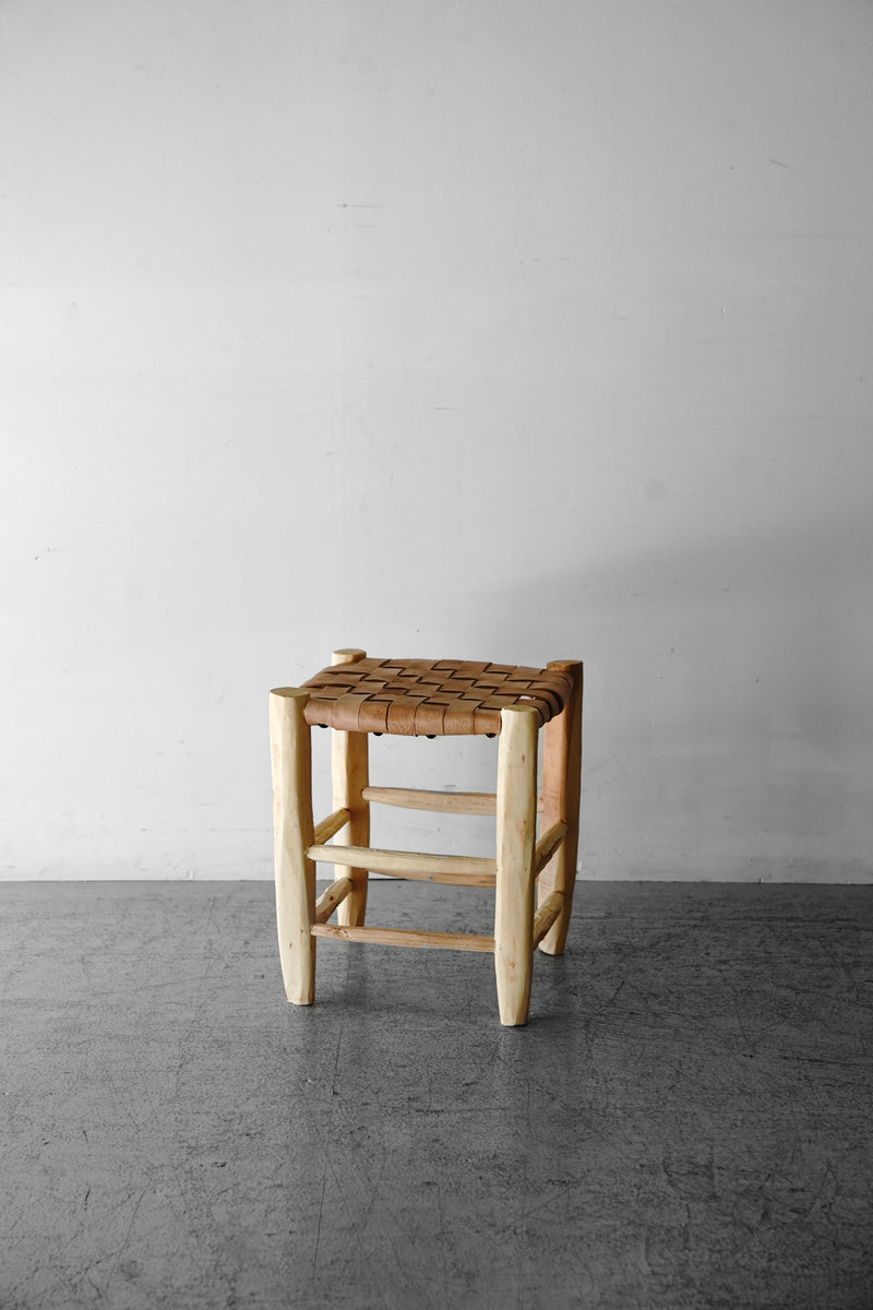 Moroccan wood x leather stool M<br> Yamato store, Sendagaya store, Osaka store