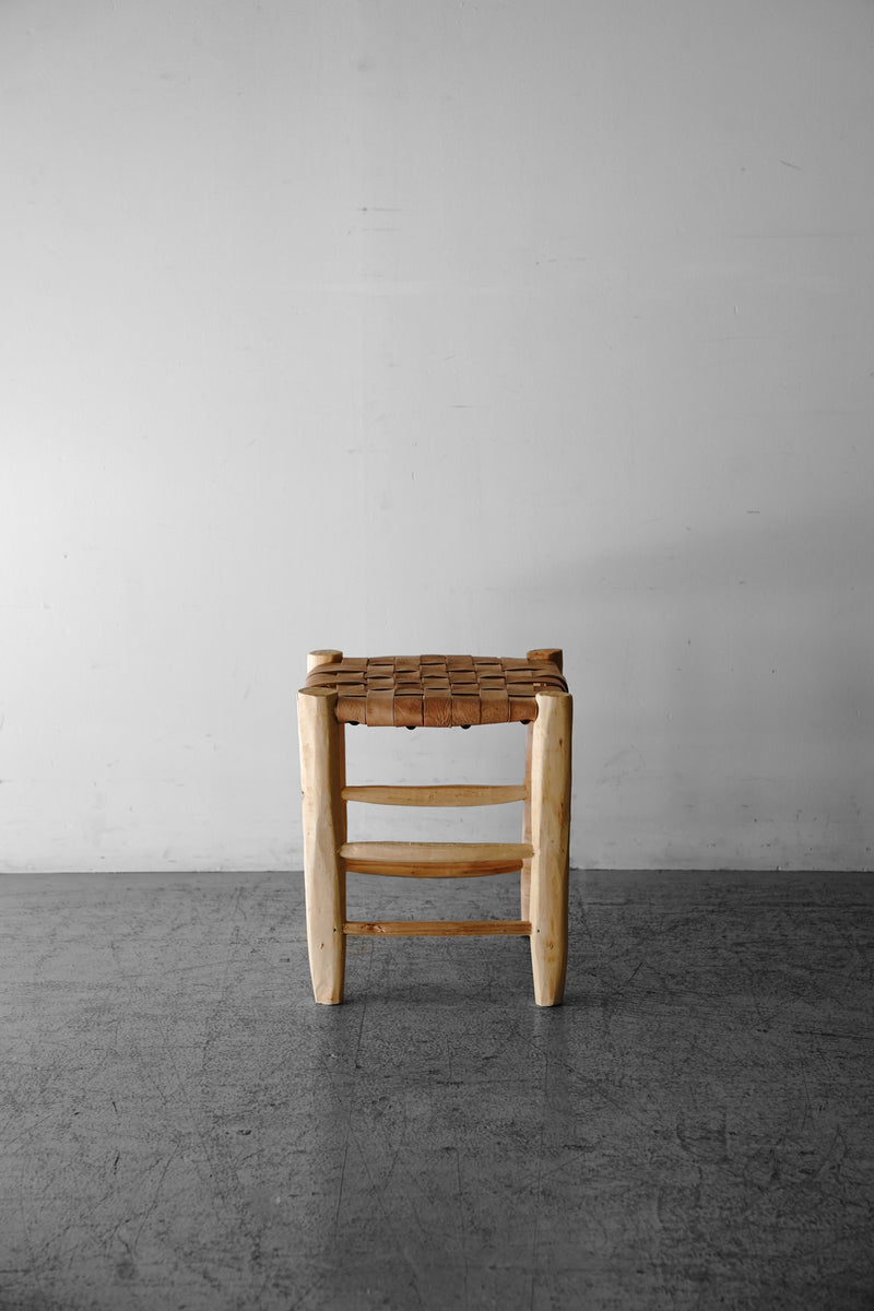 Moroccan wood x leather stool M<br> Yamato store, Sendagaya store, Osaka store