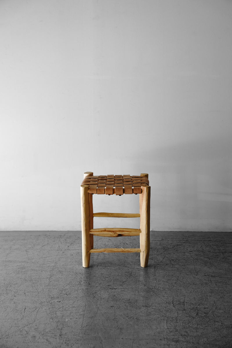 Moroccan wood x leather stool M<br> Yamato store, Sendagaya store, Osaka store