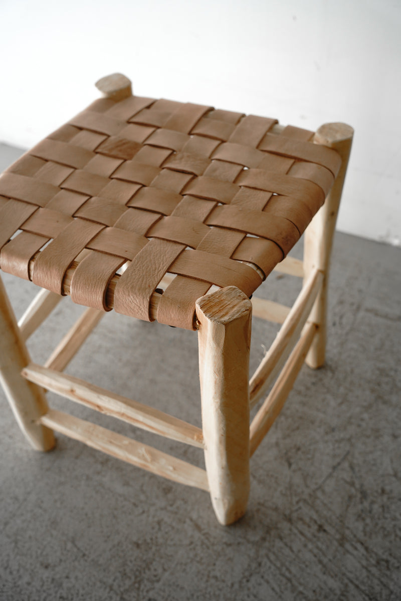 Moroccan wood x leather stool M<br> Yamato store, Sendagaya store, Osaka store