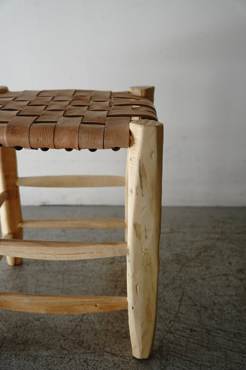 Moroccan wood x leather stool M<br> Yamato store, Sendagaya store, Osaka store