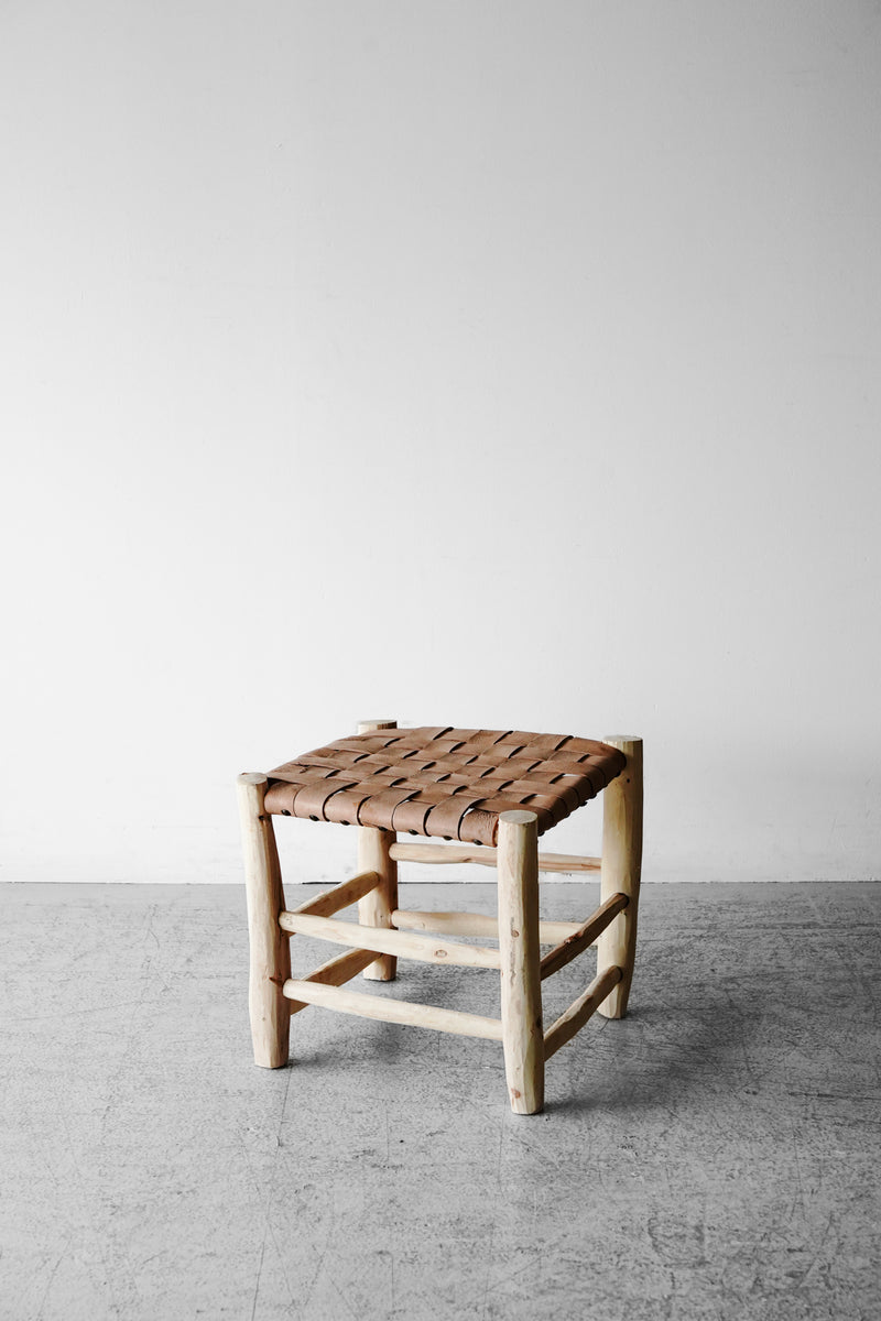 Moroccan wood x leather stool S<br> Yamato store, Osaka store, Sendagaya store