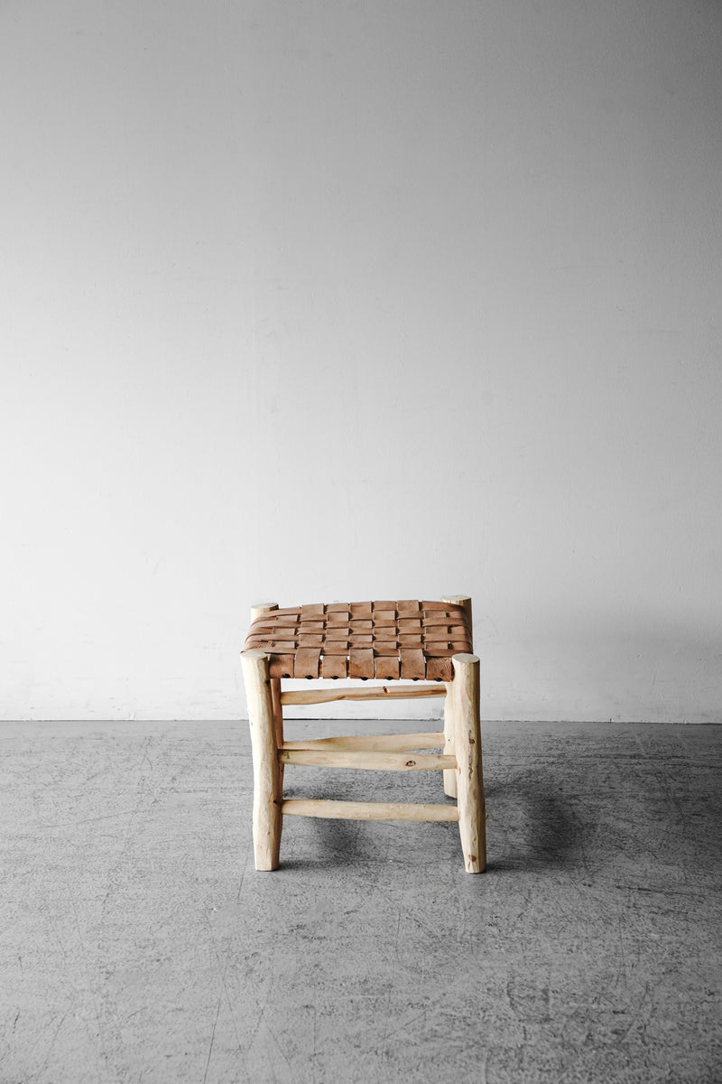 Moroccan wood x leather stool S<br> Yamato store, Osaka store, Sendagaya store