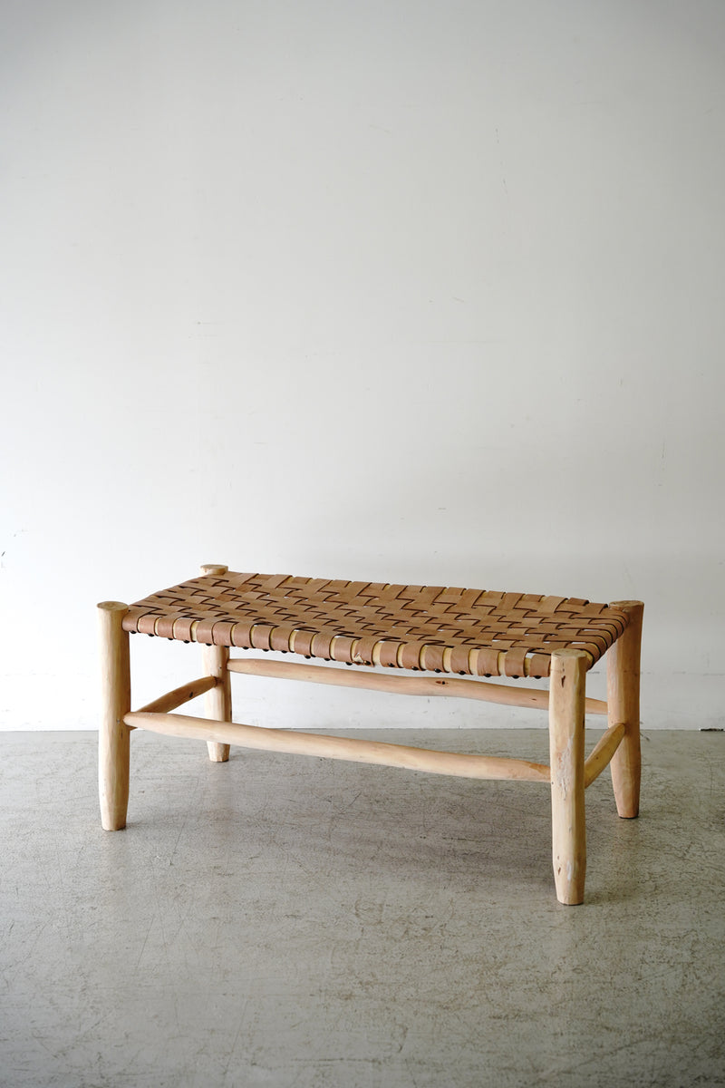 Morocco wood x leather bench (L)<br> Yamato store