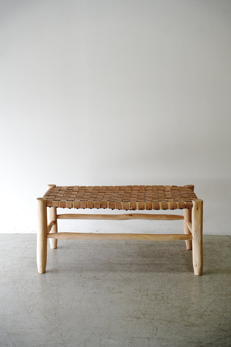 Morocco wood x leather bench (L)<br> Yamato store