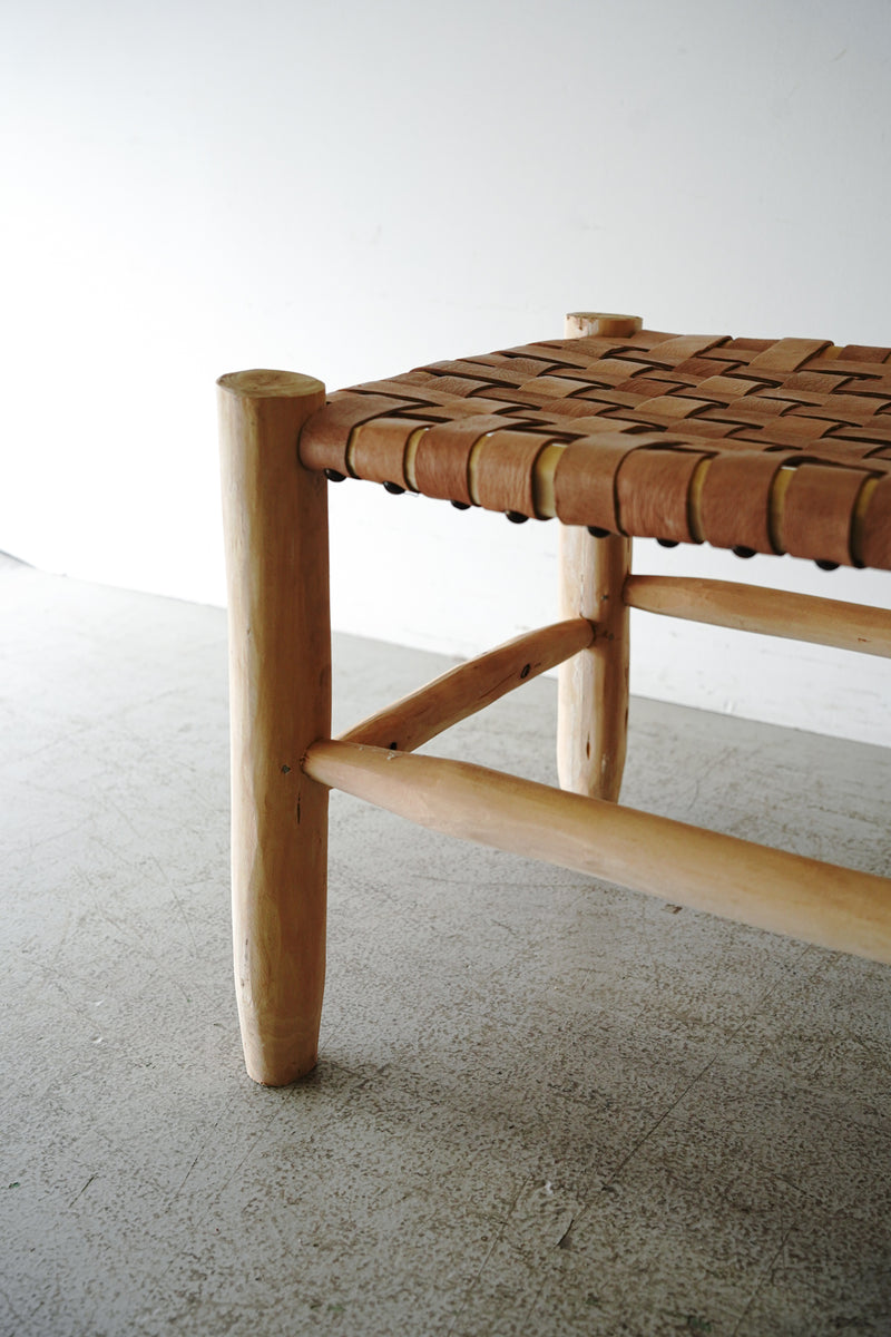 Morocco wood x leather bench (L)<br> Yamato store