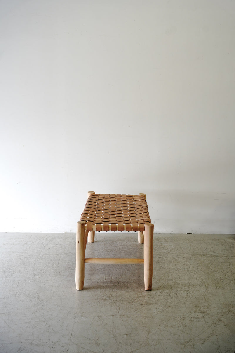 Morocco wood x leather bench (L)<br> Yamato store