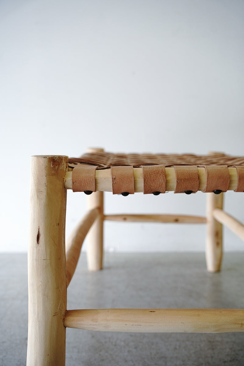 Morocco wood x leather bench (L)<br> Yamato store