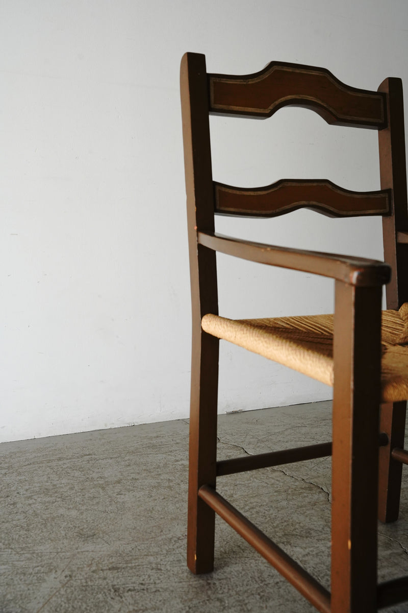 Painted wood paper cord arm dining chair<br> vintage yamato store 