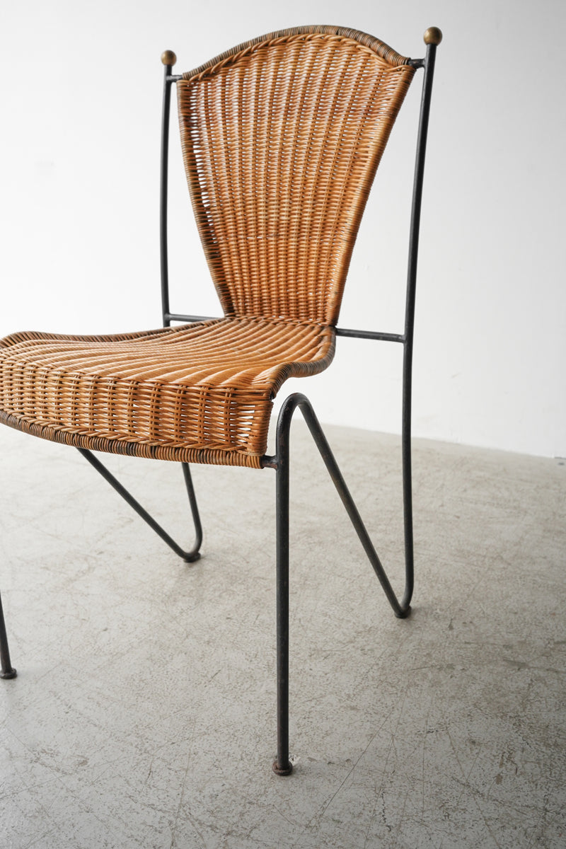 60’s American "Frederick Weinberg" ”Wicker Iron Chair”<br>ガーデンチェア <br>ヴィンテージ  <br>千駄ヶ谷店