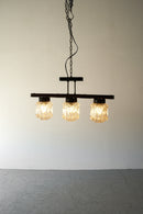 3灯カッティングガラス シャンデリア<br>CzechSlovakia <br>大阪店 - ヴィンテージ SHARK ATTACK