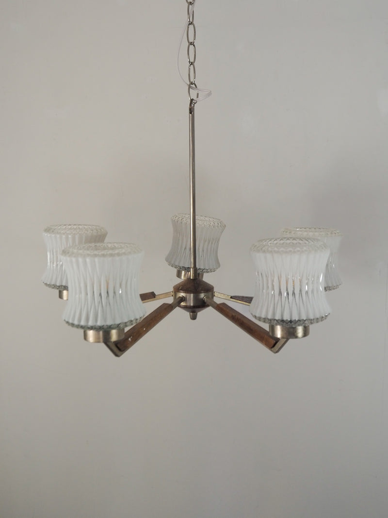 5灯カッティングガラスシャンデリア ヴィンテージ SHARK ATTACK