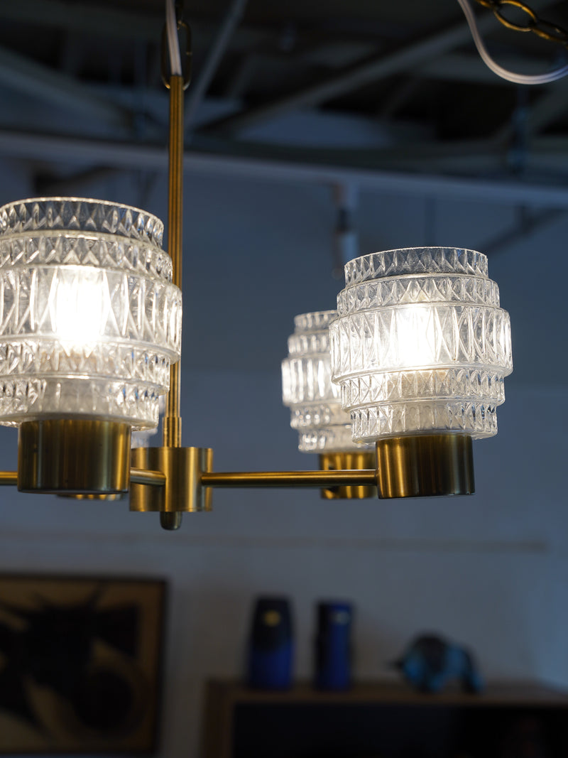 5灯 デザインガラスシャンデリア <br>1960's , Sweden <br>大阪店 - ヴィンテージ SHARK ATTACK