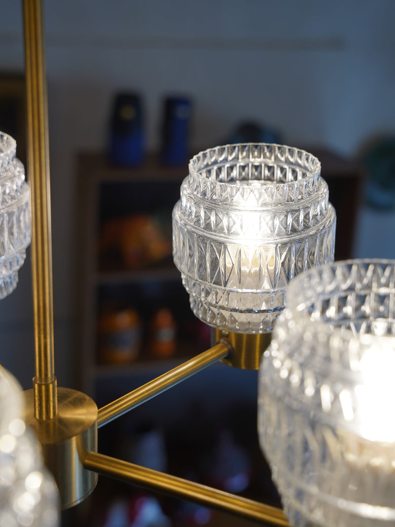 5灯 デザインガラスシャンデリア <br>1960's , Sweden <br>大阪店 - ヴィンテージ SHARK ATTACK