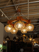 5灯 デザインガラスシャンデリア <br>1960's-1970's <br>大阪店 - ヴィンテージ SHARK ATTACK