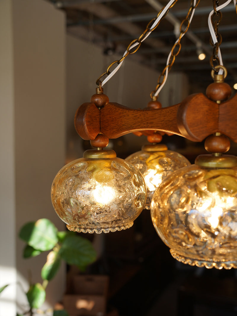 5灯 デザインガラスシャンデリア <br>1960's-1970's <br>大阪店 - ヴィンテージ SHARK ATTACK