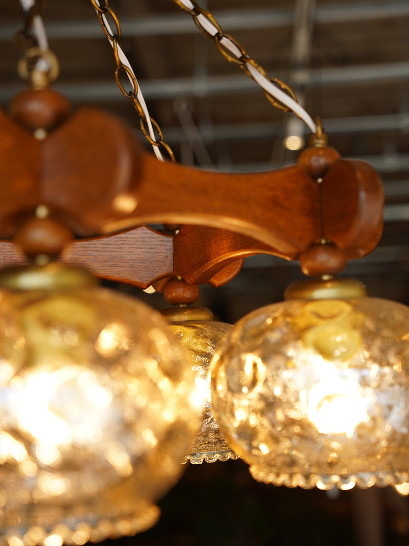 5灯 デザインガラスシャンデリア <br>1960's-1970's <br>大阪店 - ヴィンテージ SHARK ATTACK