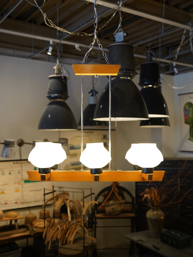 6灯 ガラスシャンデリア/ペンダントランプ <br>1960's-1970's , CzechSlovakia <br>大阪店 - ヴィンテージ SHARK ATTACK