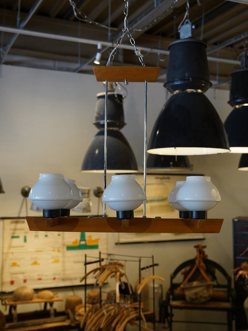 6灯 ガラスシャンデリア/ペンダントランプ <br>1960's-1970's , CzechSlovakia <br>大阪店 - ヴィンテージ SHARK ATTACK