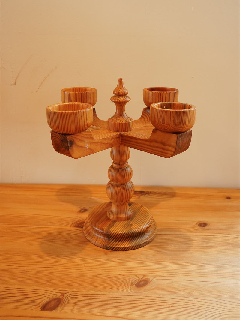 Smålandsslöjd Värnamo , Stig Johnsson<br>ウッド キャンドルホルダー <br>1970's , Sweden <br>大阪店 - ヴィンテージ SHARK ATTACK