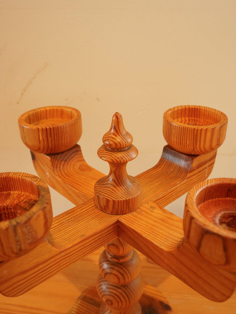 Smålandsslöjd Värnamo , Stig Johnsson<br>ウッド キャンドルホルダー <br>1970's , Sweden <br>大阪店 - ヴィンテージ SHARK ATTACK