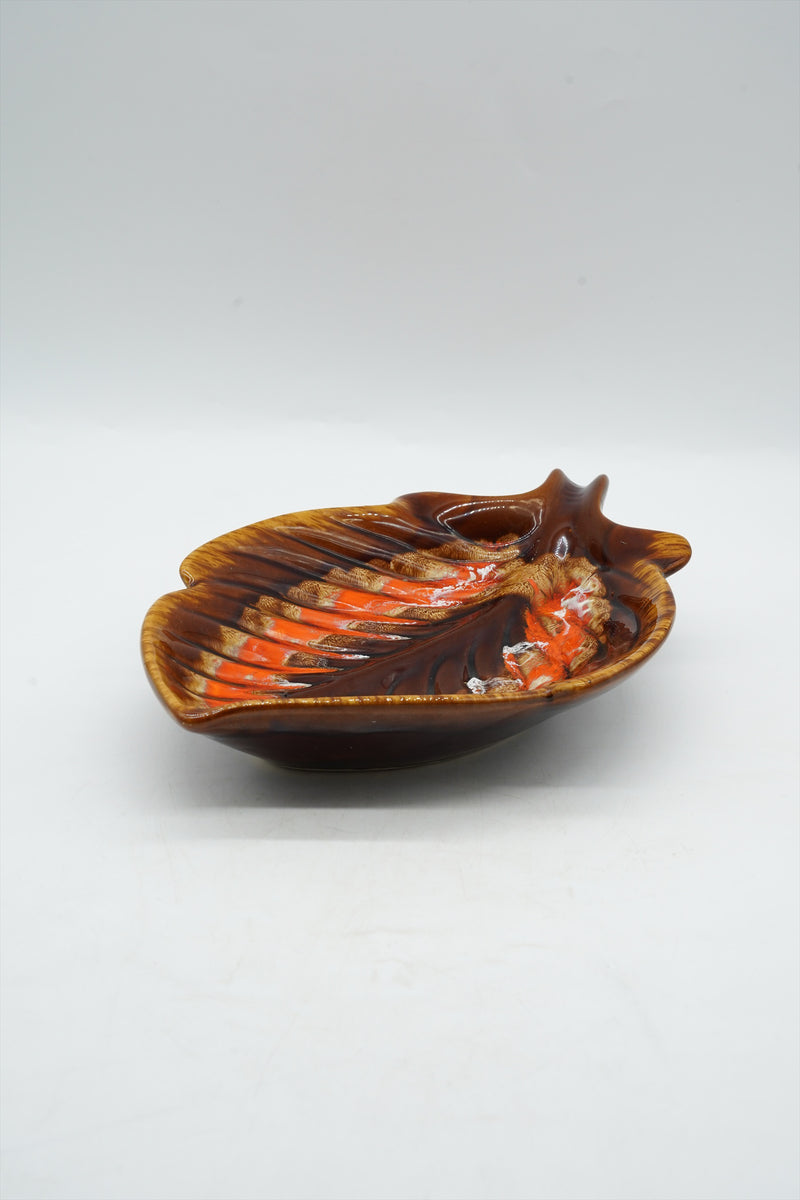 Vallauris 60-70s Leaf Motif Ceramic Plate Vintage Osaka Store