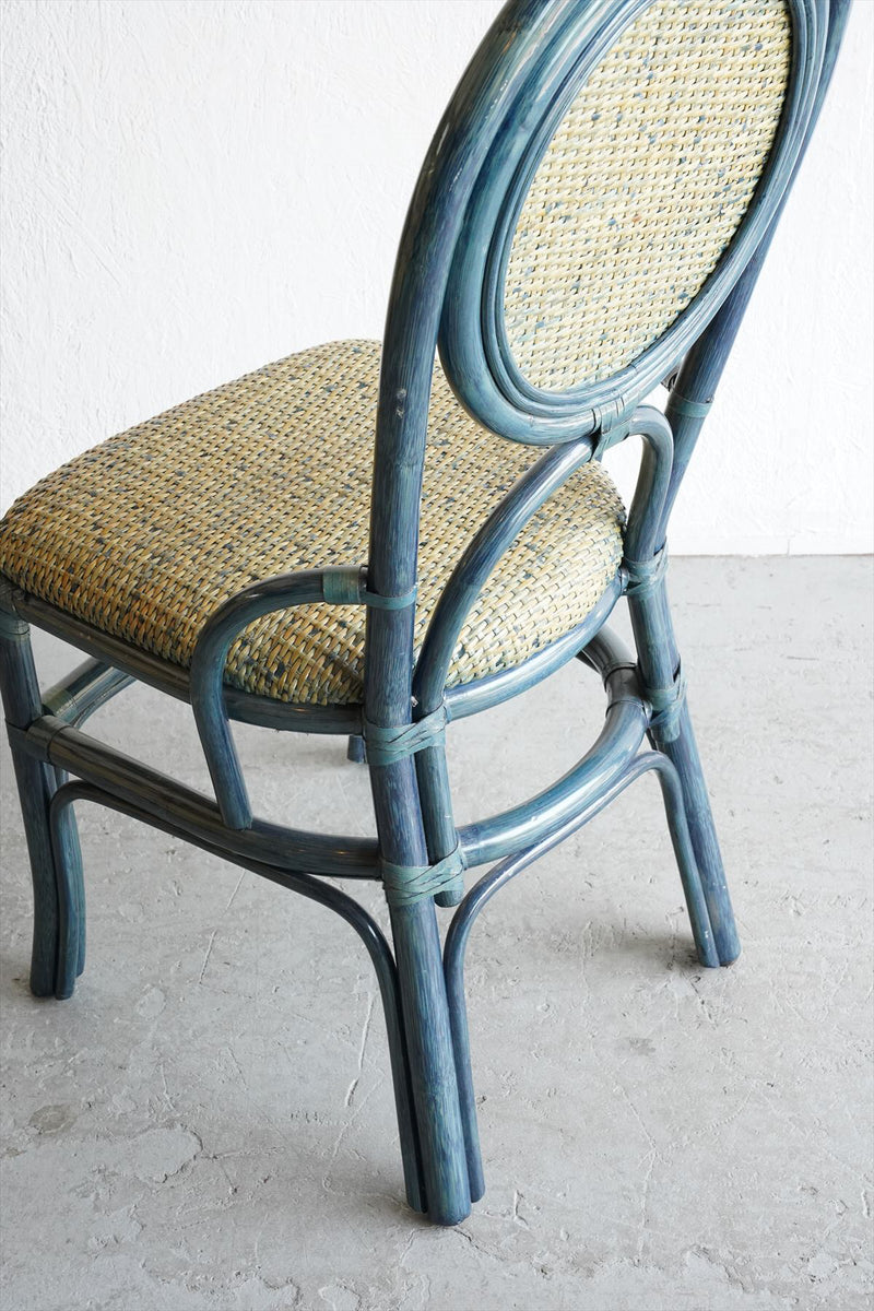 Bentwood x Rattan Blue Paint Dining Chair Vintage Osaka Store